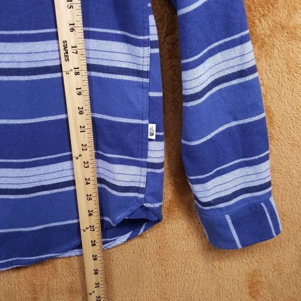 THE NORTH FACE Shirt Mens Small Blue Stripe Button Up Flannel ARROYO $90